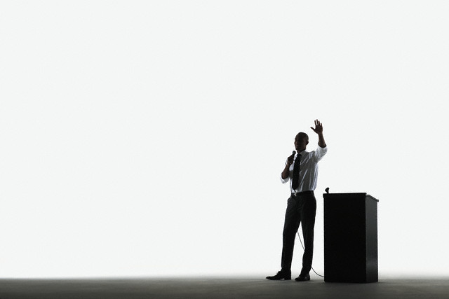 Businessman giving a speech